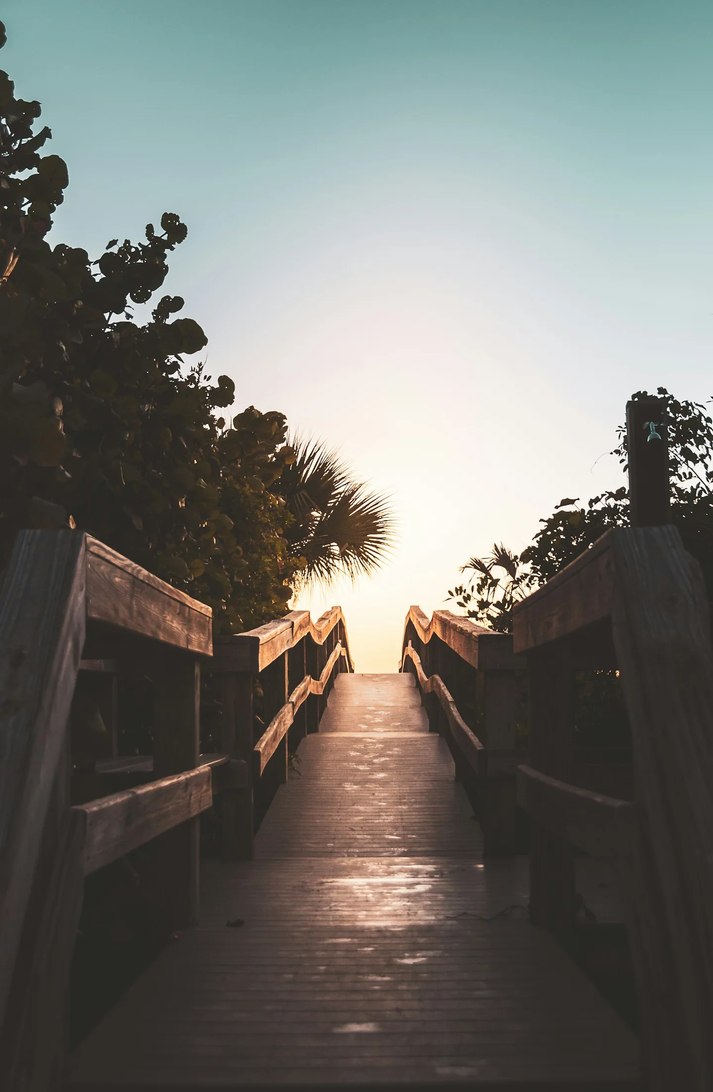 Boardwalk and ocean at dawn in Cocoa Beach