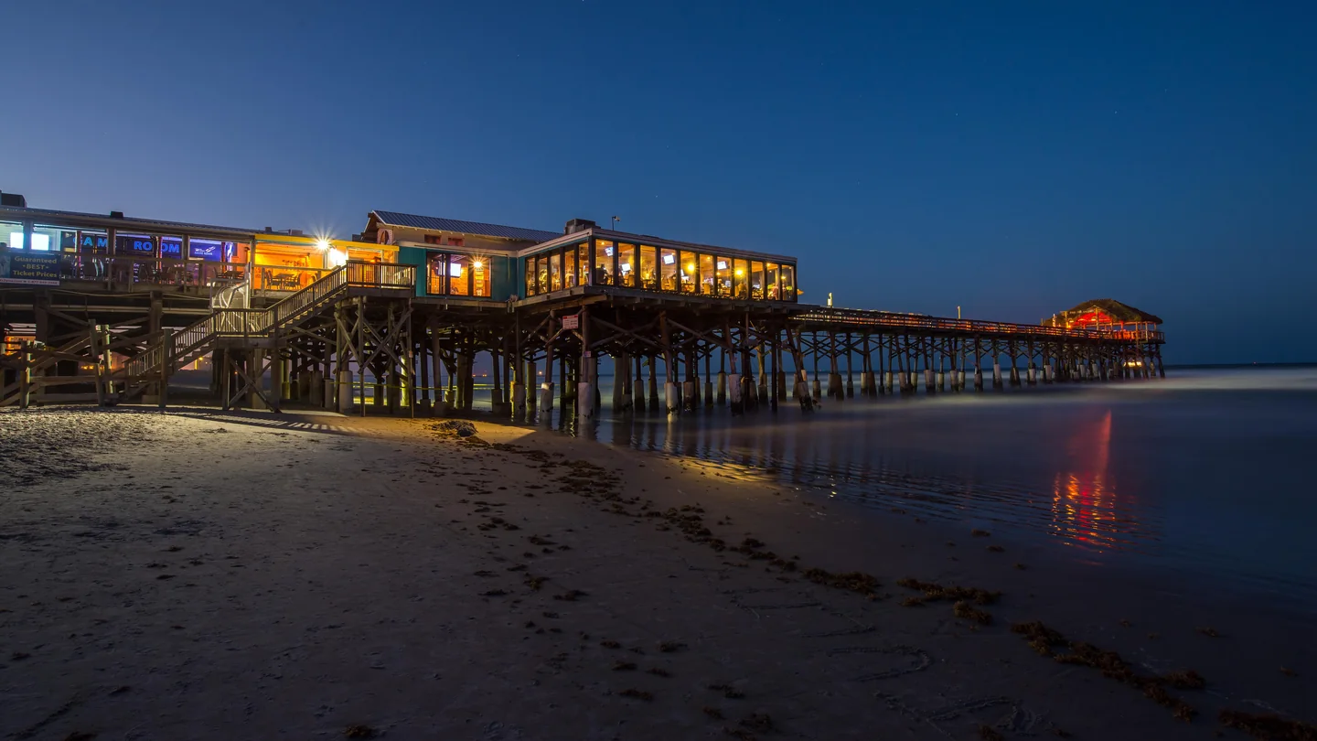 Cocoa Beach Pier at blue hour